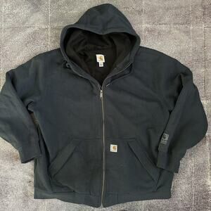 Men's Carhartt Paxton Thermal Lined Navy Blue Full Zip Hoodie Sweatshirt Sz XL